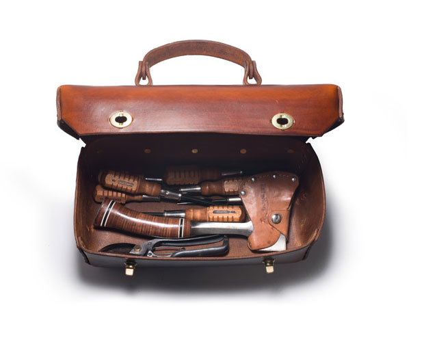 Handmade Leather & Solid Brass Tool Box - Kaufmann Mercantile